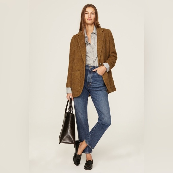 MADEWELL Larsen Blazer Camel Tan Boucle Wool Alpaca Blend Longline Coat Small - Picture 7 of 15
